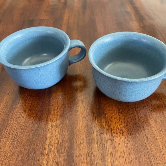 Set of 2 Dansk Blue Speckle Coffee Cups 2.5" Tall 3.75" Wide - Picture 5 of 5